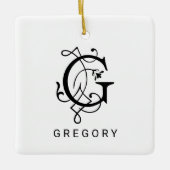 Letter G Elegant Monogram Kerst Ornament (Voorkant)