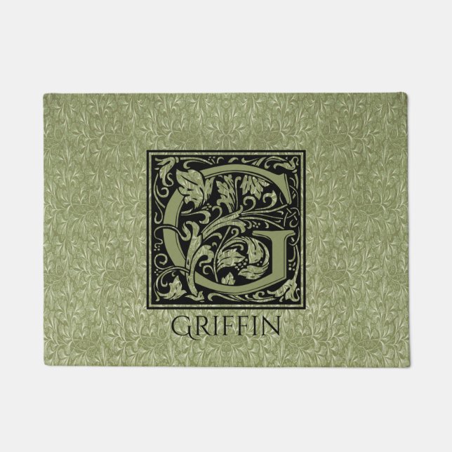 Letter G First Letter Monogram Gepersonaliseerd Deurmat (Voorkant)