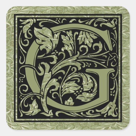 Letter G First Letter Monogram Vierkante Sticker (Voorkant)