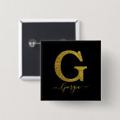 Letter G Glitter Vierkante Button 5,1 Cm (Voorkant /achterkant)