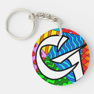 Letter G Kleurrijke Doodles Sleutelhanger