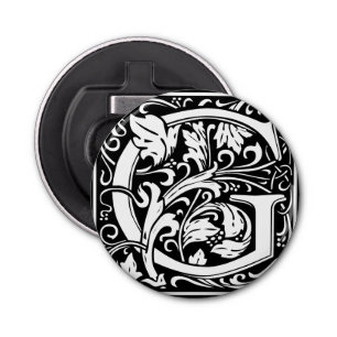 Letter G Middeleeuws Monogram Art Nouveau Button Flesopener