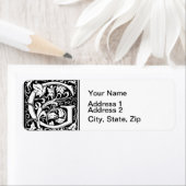 Letter G Middeleeuws Monogram Art Nouveau Etiket (Insitu)