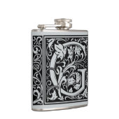 Letter G Middeleeuws Monogram Art Nouveau Heupfles (Rechts)