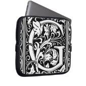 Letter G Middeleeuws Monogram Art Nouveau Laptop Sleeve (Voorkant Rechts)