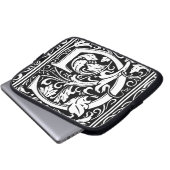 Letter G Middeleeuws Monogram Art Nouveau Laptop Sleeve (Voorkant onderkant)