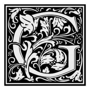 Letter G Middeleeuws Monogram Art Nouveau Perfect Poster