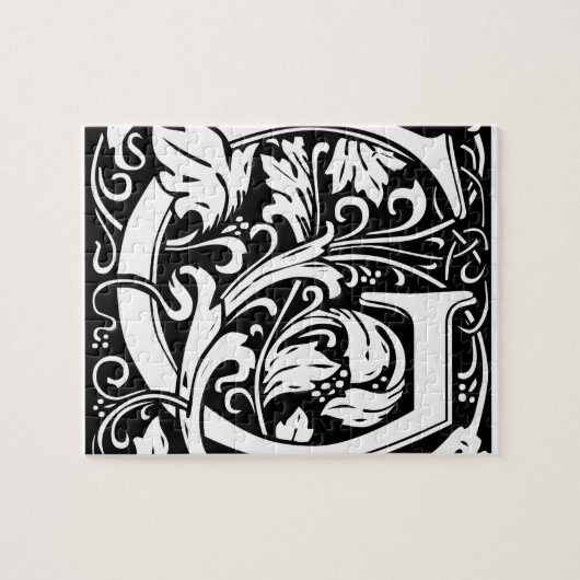 Letter G Middeleeuwse Monogram Art Nouveau Legpuzzel (Horizontaal)