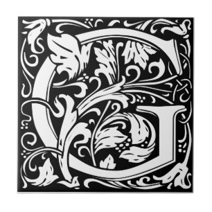 Letter G Middeleeuwse Monogram Art Nouveau Tegeltje