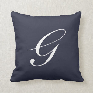 Letter G Navy Blue Monogram Pillow Kussen