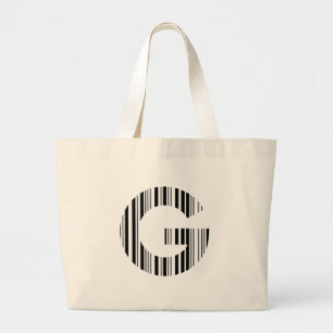 LETTER G STREEPJESCODE Eerste Initiaal Barcodepatr Grote Tote Bag