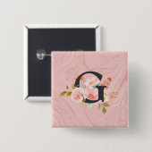Letter G Vierkante Button 5,1 Cm (Voorkant /achterkant)