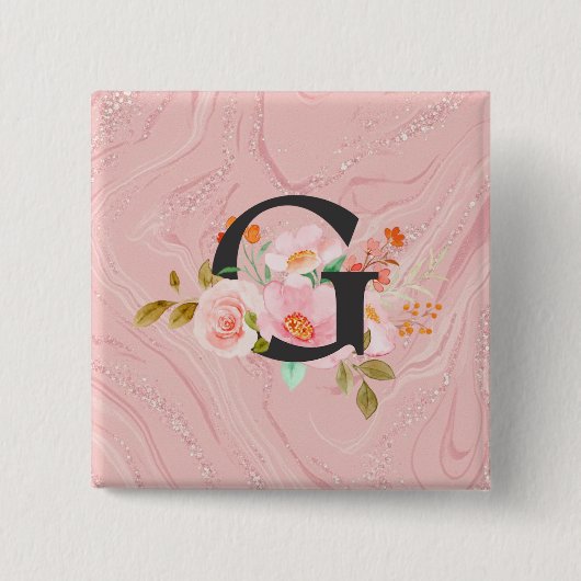 Letter G Vierkante Button 5,1 Cm (Voorkant)