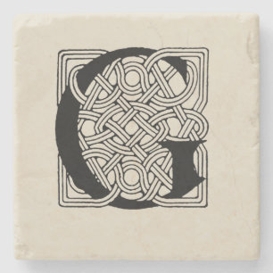 Letter G Vintage Keltische Knoop Monogram Stenen Onderzetter