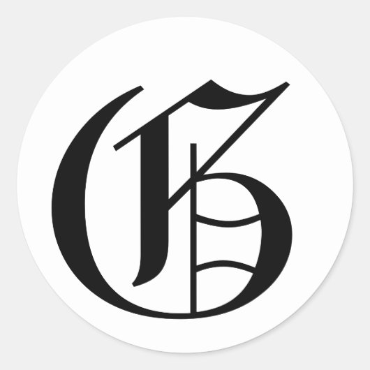 Letter G White Wedding Alphabet van Janz Ronde Sticker (Voorkant)