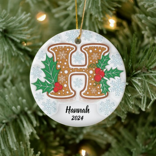 Letter H Aangepaste naam Kerstmis Keramisch Ornament (Boom)