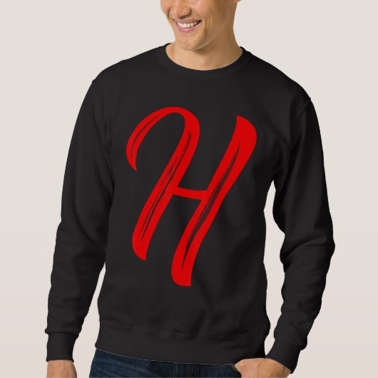 Letter H Alphabet Large Red Graphic Initial Trui (Voorkant)