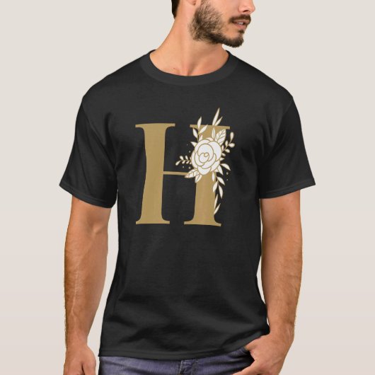 Letter H Alphabet Letters Floral T-shirt (Voorkant)