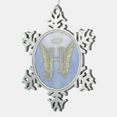 Letter H Angel Monogram Tin Sneeuwvlok Ornament (Rechts)