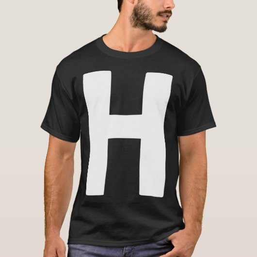 Letter H big and bold white T-shirt (Voorkant)