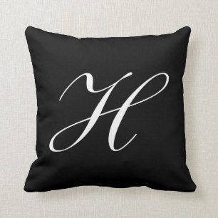 Letter H Black Monogram Pillow Kussen