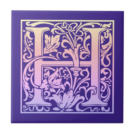 Letter H Colorful eerste-lettergradiënt Tegeltje (Voorkant)