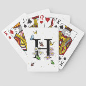 Letter H Floral Butterfly Monogram Initiaal Pokerkaarten (Achterkant)