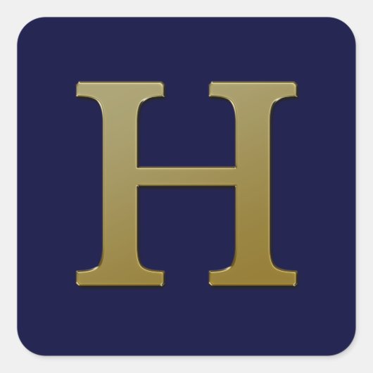 Letter H Gold Square Sticker (Voorkant)