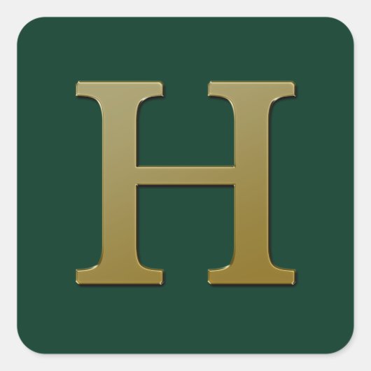 Letter H Gold Square Sticker (Voorkant)