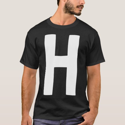 Letter H groot en vet wit T-shirt (Voorkant)