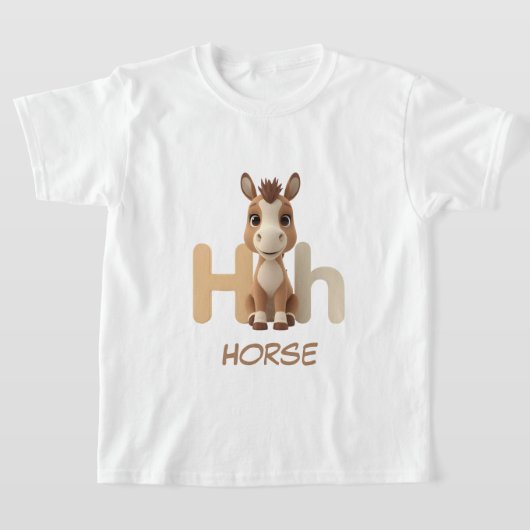 Letter H Horse Educational Kids T-Shirt | Uppercas (Poser)