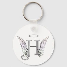 Letter H Initiaal Monogram met Angel Wings & Halo Sleutelhanger