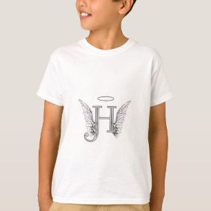 Letter H Initiaal Monogram met Angel Wings & Halo T-shirt