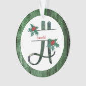 *~* Letter H-kerstfoto Rustic Wood AP44 Ornament (voorkant)