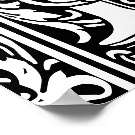 Letter H Medieval Monogram  Initiaal Poster (Hoek)