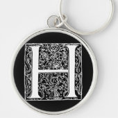  Letter H Monogram Black White "H"-Initialen Sleutelhanger (Voorkant)