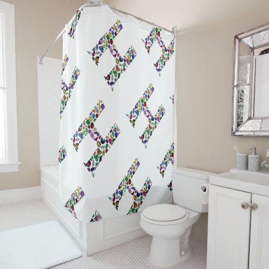 Letter H Monogram Douchegordijn (In situ)