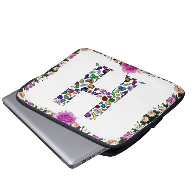 Letter H Monogram Laptop Sleeve (Voorkant onderkant)