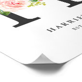 Letter H Monogram Waterverf Perzikflessen urserij Poster (Hoek)