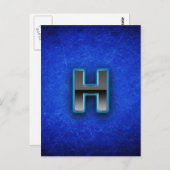 Letter H - neonblauw Briefkaart (Voorkant / Achterkant)