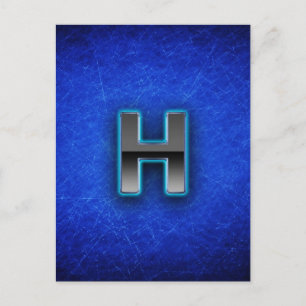 Letter H - neonblauw Briefkaart