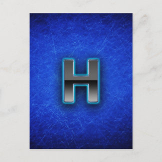 Letter H - neonblauw Briefkaart