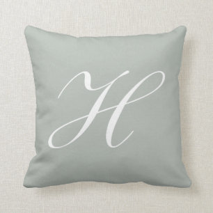 Letter H Silver Gray Monogram Pillow Kussen
