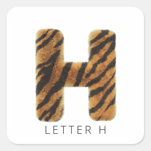 Letter H Tijgerbont Vierkante Sticker (Voorkant)