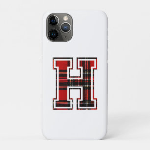 Letter H Voornaam Monogram Initiaal Tartan Afdrukk iPhone 11 Pro Hoesje