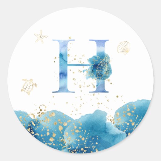 *~* LETTER H - Zee Ocean Beach Envelope Sticker (Voorkant)