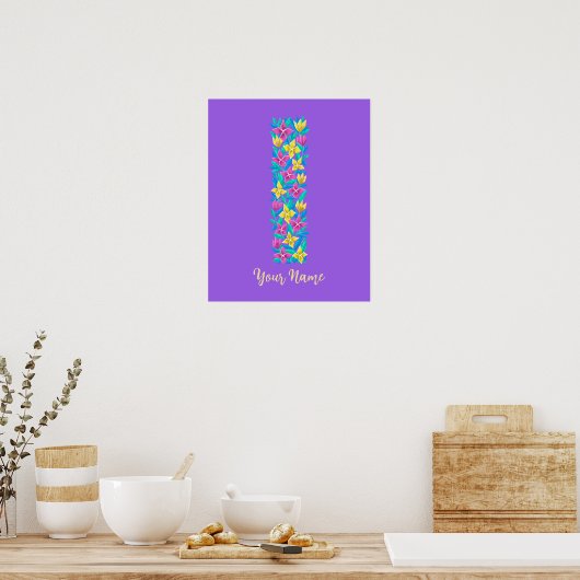 letter I aangepaste floral wall art Poster (Keuken)
