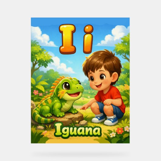 Letter I Alphabet Poster – I is for Iguana (Voorkant)