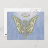 Letter I Angel Monogram Briefkaart (Voorkant / Achterkant)