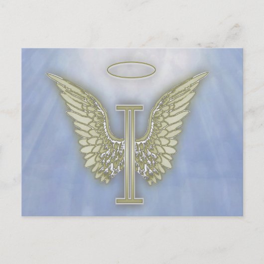 Letter I Angel Monogram Briefkaart (Voorkant)